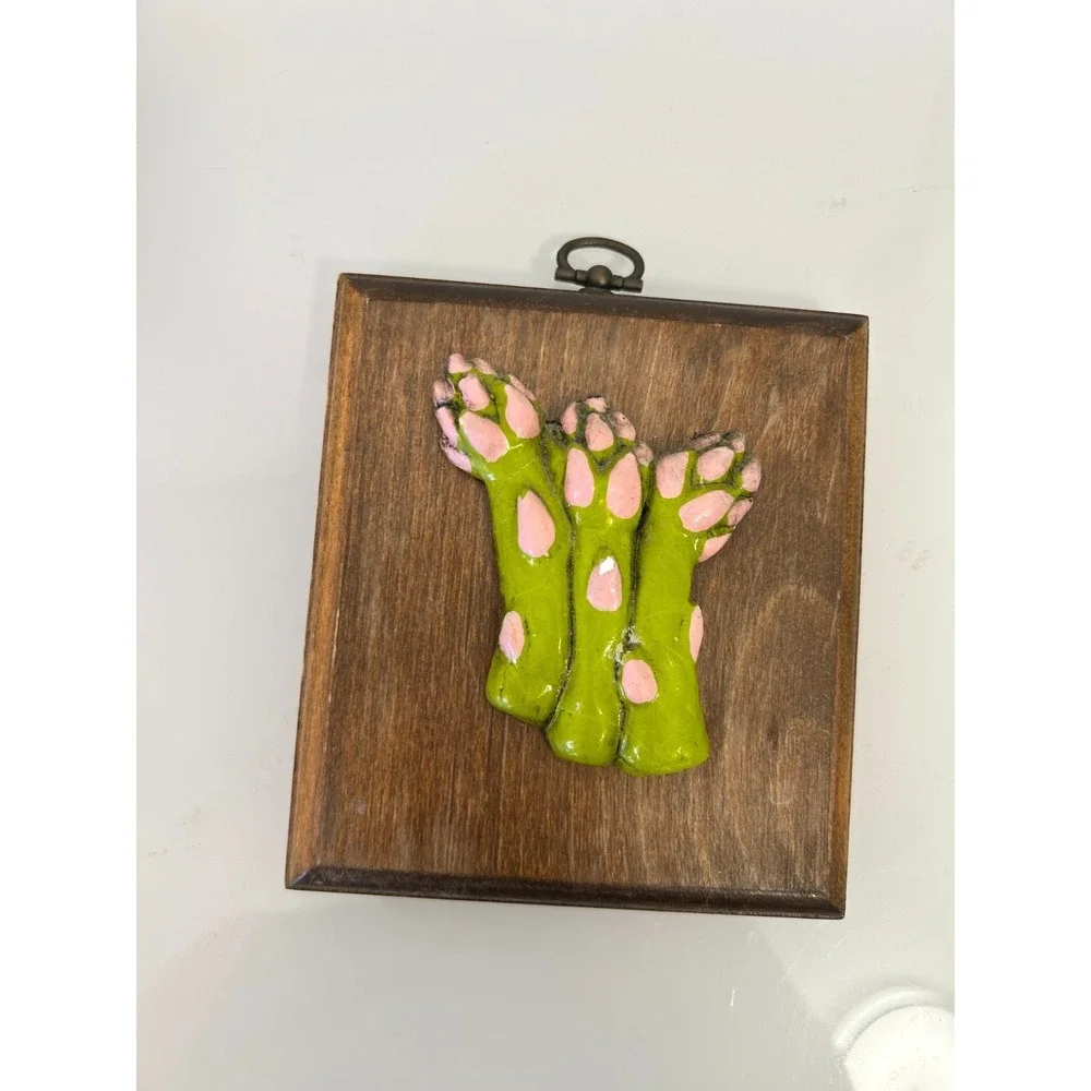 70s Giftcraft Kitsch 3D Vegetable Plaques Retro Kitchen Wall Decor Set 4 Garden